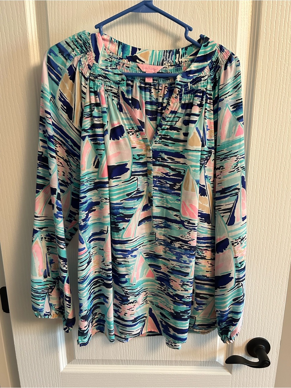 Lilly Pulitzer Multi-Color Sailboat Print Long-Sleeve Tunic
